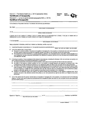 Remplissable En Ligne Certificate of Incapacity/Certificat d'incapacit ...