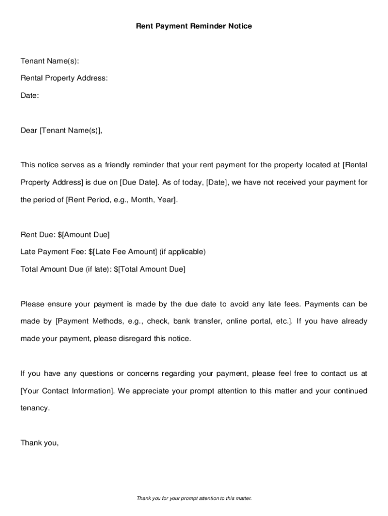 Fillable Online How to write a rent reminder letter to a tenant Fax ...