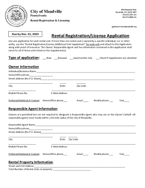Fillable Online Rental Registration/License Additional Unit Supplement ...