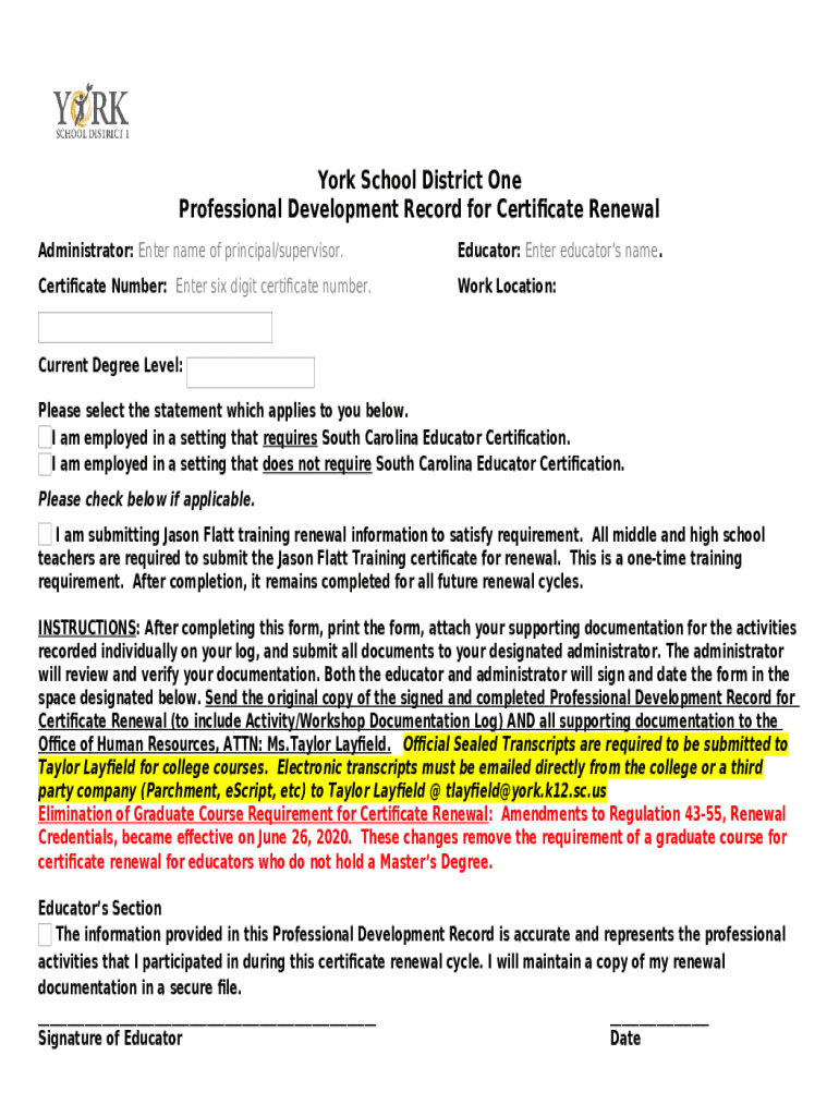 Certificate Renewal - Professional Record Doc Template | pdfFiller