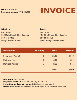 Rental Invoice Template