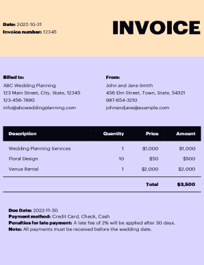 Wedding Planner Invoice Template
