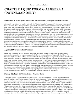 Algebra 2 Chapter 1 Quiz Form G