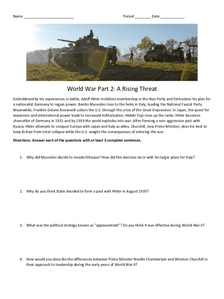 Fillable Online Copy of The World Wars Episode 2 - A Rising Threat Fax