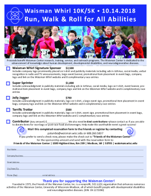 Fillable Online Run, Walk & Roll for All Abilities - Waisman Center Fax ...