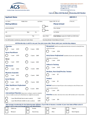 The American Geriatrics Society Membership Application