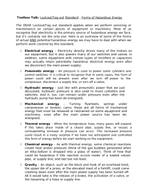 OSHA's Lockout/Tagout Standards of Hazardous Energy Doc Template ...