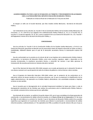 Acuerdo por el que se establece la organizacin y ...