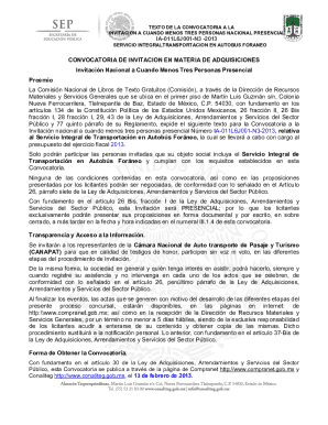 Texto de la convocatoria a la invitacion a cuando menos ...