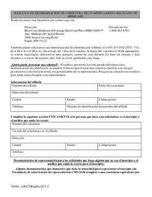 Solicitud de determinacin de cobertura de un medicamento recetado de medicare. determinacin de cobertura de medicamentos recetados