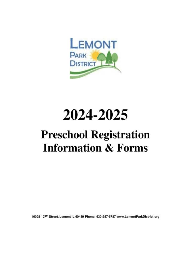 Fillable Online Lemont Park District Preschool Academy Fax Email Print pdfFiller