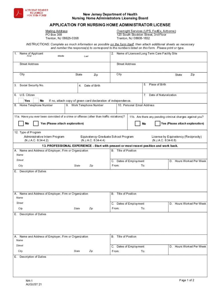 nursing home administrator license Preview on Page 1