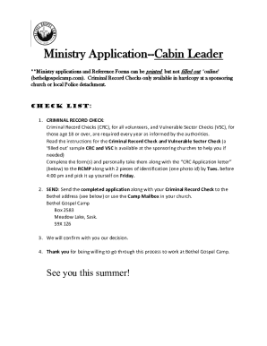 Cabin Leader - Ministry Application