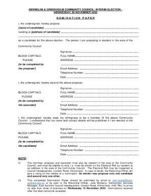 Newmilns and Greenholm Community Council Nomination Form