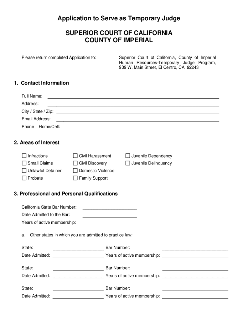 Application to Serve as Temporary Judge Preview on Page 1