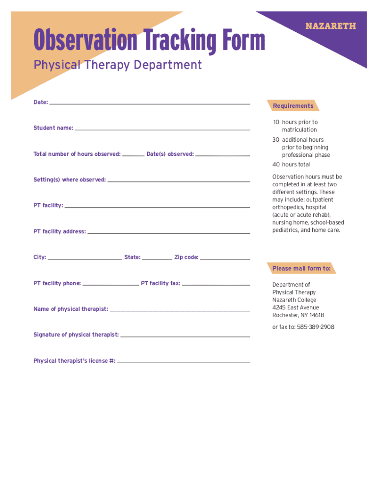 Fillable Online www2 naz Observation Hour Worksheet Fax Email Print - pdfFiller