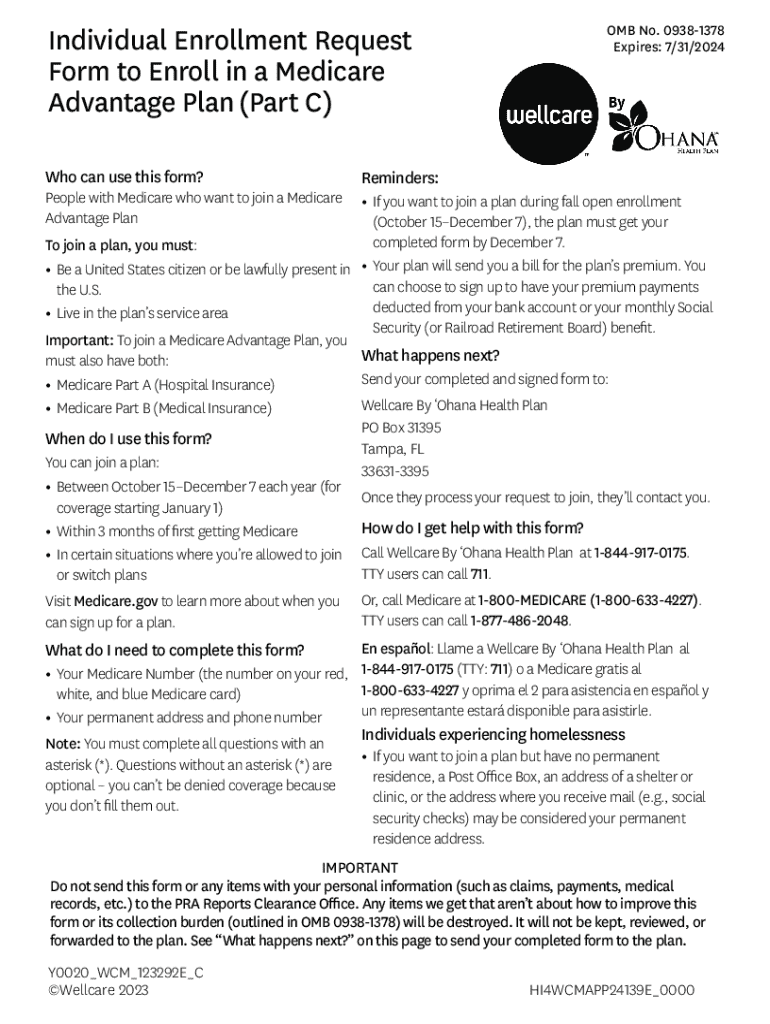 Fillable Online Wellcare By Ohana Health Plan Fax Email Print pdfFiller