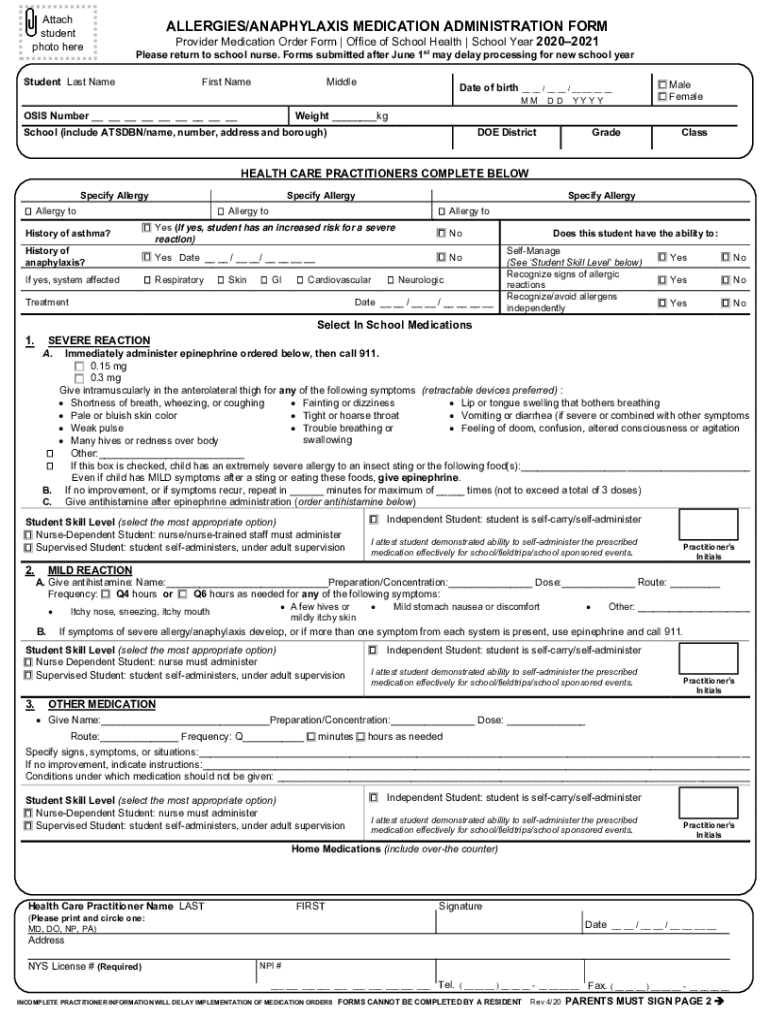 A+ Charter Schools - Medical Conditions Preview on Page 1
