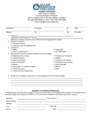 Disability Verification Form