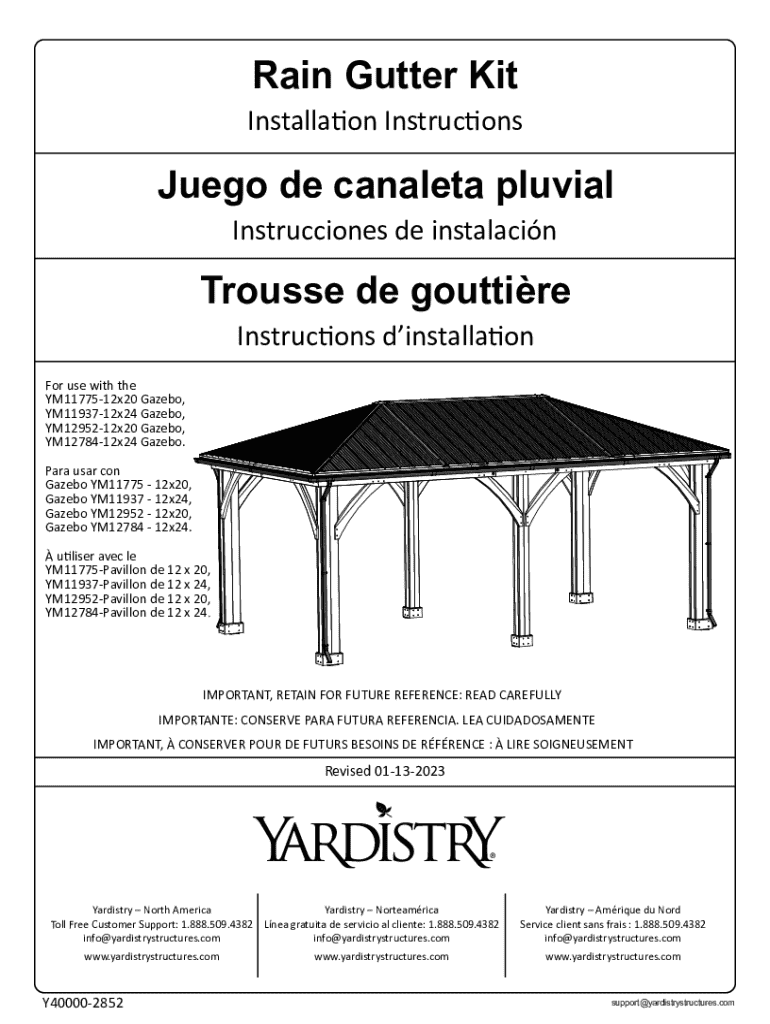 Completable En línea Rain Gutter Kit For The 12 x 20 Meridian Gazebo