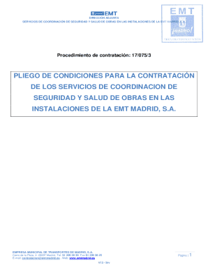 Servicios de coordinacin de seguridad y salud de obras en las instalaciones de la emt madrid, s
