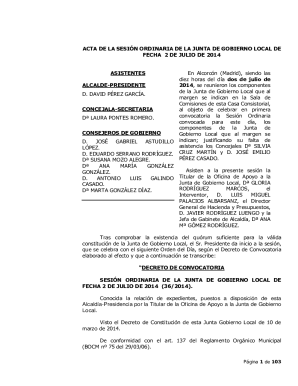 Acta de la sesin ordinaria de la junta de gobierno local de