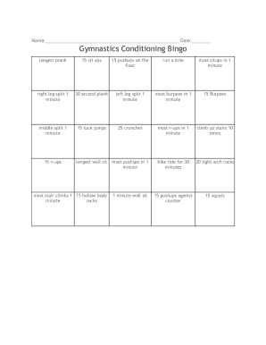 Fillable Online Gymnastics Conditioning Bingo Fax Email Print - pdfFiller