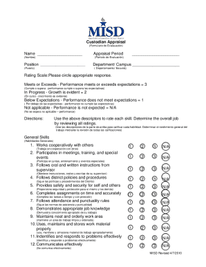 Custodian appraisal form
