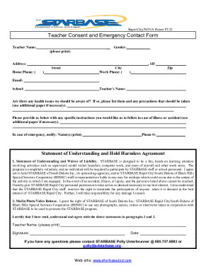 Teacher Consent and Emergency Contact Form