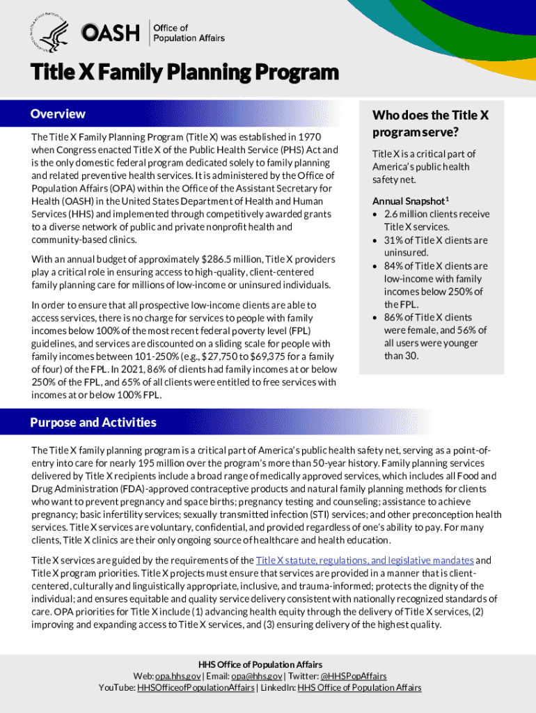 Fillable online title x family planning services fast facts fax email