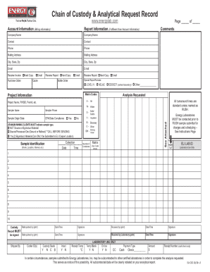 Energy Labs - Chain of Custody (COC)
