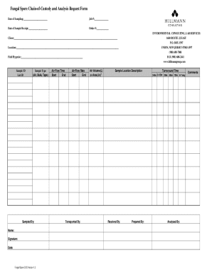 Fungal Spore Chain-of-Custody and Analysis Request Form