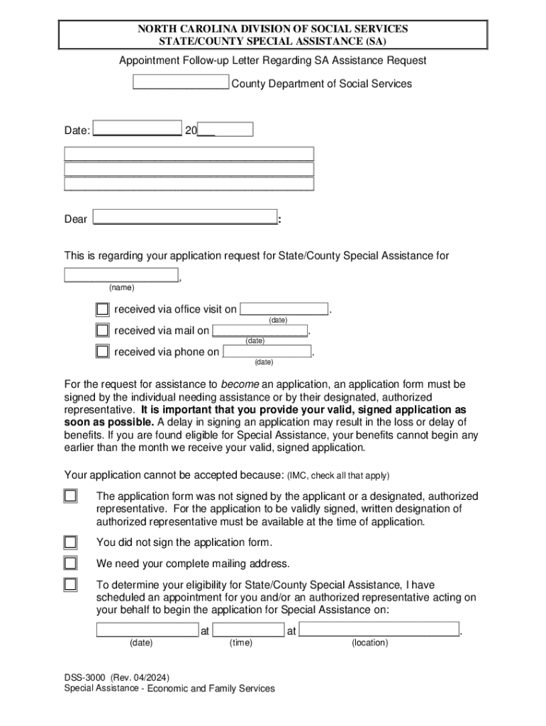 Economic Services Public Assistance - Special Assistance Preview on Page 1