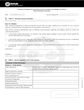 Kotak Mahindra Bank Dormant Account Activation Form
