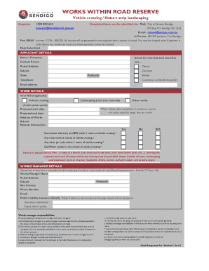 Fillable Online Vehicle Crossing / Landscaping Works Application Form ...