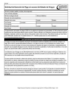 Solicitud de exencin de pago en exceso del estado de oregon