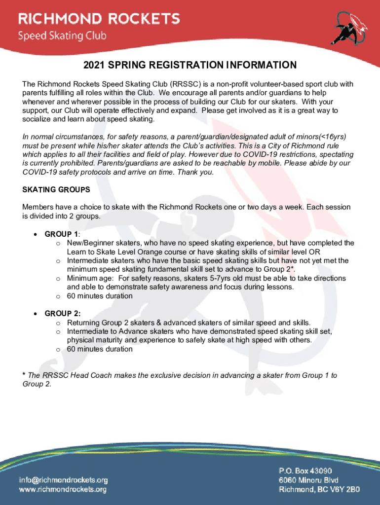 Fillable Online The Richmond Rockets Speed Skating Club (RRSSC) is a ...