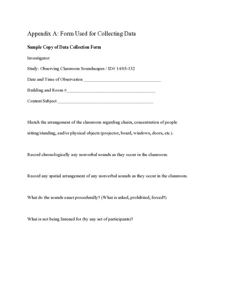Fillable Online Set of sample lesson observation and data collection ...