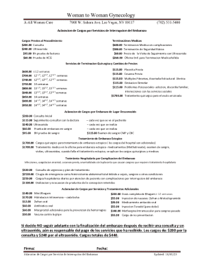 Aclaracion de cargos por servicios de interrupcion del embarazo