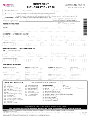 Fillable Online EX-PAF-0725 - Outpatient Authorization Form. Outpatient ...