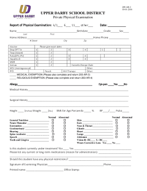 Fillable Online Report of Physical Examination Form Fax Email Print ...