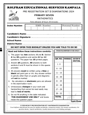 pre registration set i examinations 2024