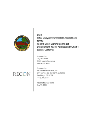 Fillable Online Draft Initial Study/Environmental Checklist Form for ...