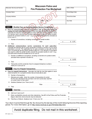 Wisconsin Police and Fire Protection Fee Worksheet