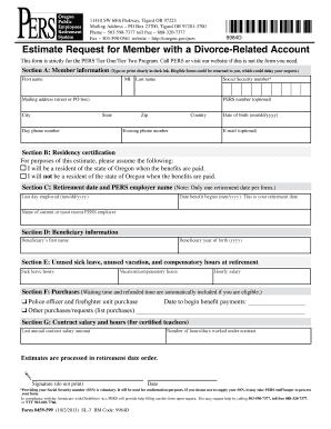 Estimate Request for Divorce-Related PERS Account