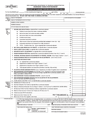 New Hampshire DP-87 Partnership Business Tax Report