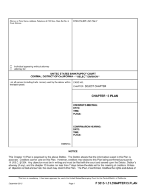 Chapter 13 Plan Form