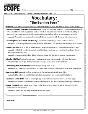 Vocabulary Acquisition Worksheet
