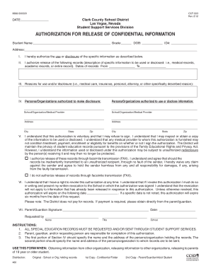 Authorization for Release of Confidential Information