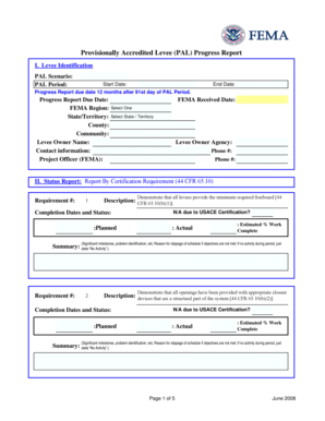 Progress report template - Procedure Memorandum 43-PAL Progress Report -Template - fema